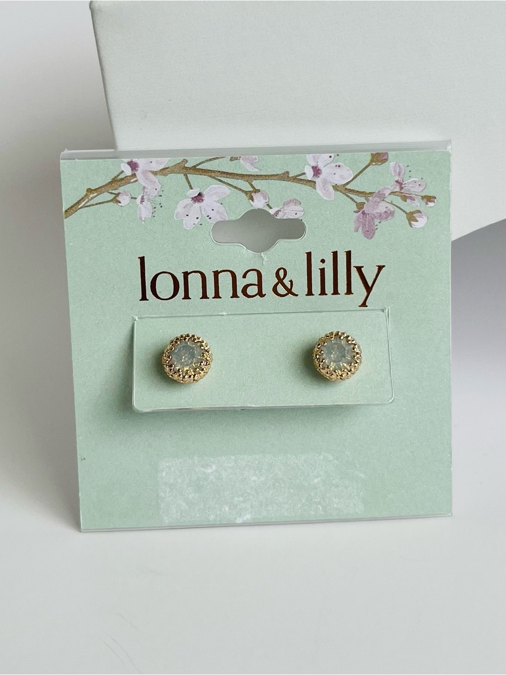 lonna & lilly Gold-Tone Opalescent Halo Stud Earrings